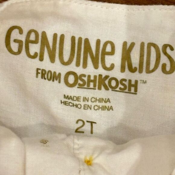 Oshkosh Genuine Kids Flowy Blouse White Sparkly Gold Accent Ruffle Sleeve Size 2 - Picture 9 of 11